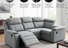 4 Seater Corner Recliner Sofa Electric in Moon Grey with USB Port, Cup holders, and Other Features