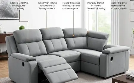 4 Seater Corner Recliner Sofa Electric in Moon Grey with USB Port, Cup holders, and Other Features